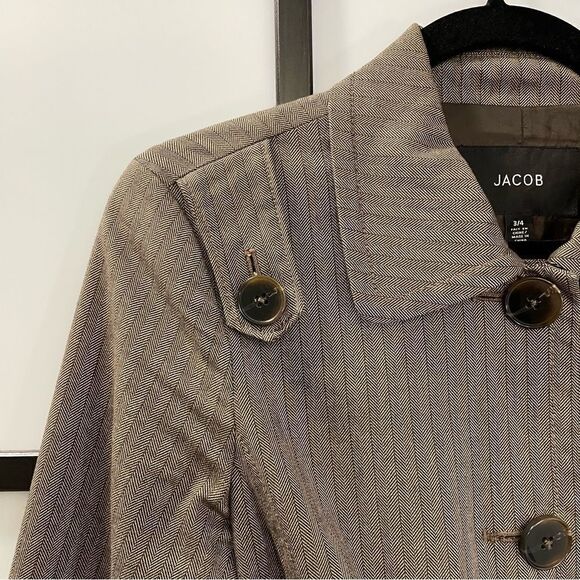 [3/4] Jacob Brown & Tan Fall Long Sleeve Belted Trench Coat Rain Jacket Women’s - Picture 6 of 12